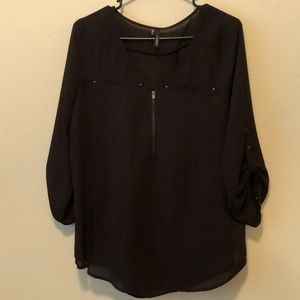 Black chiffon 3/4 length sleeve top